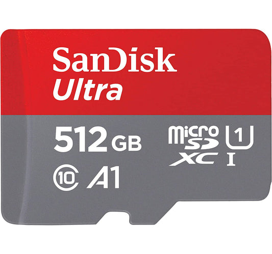 SanDisk Ultra UHS I MicroSD Card, 512 GB, 150MB/s, Gray/Red, SDSQUAC-512G-GN6MN