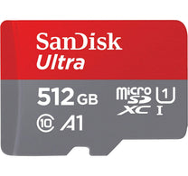 SanDisk Ultra UHS I MicroSD Card, 512 GB, 150MB/s, Gray/Red, SDSQUAC-512G-GN6MN
