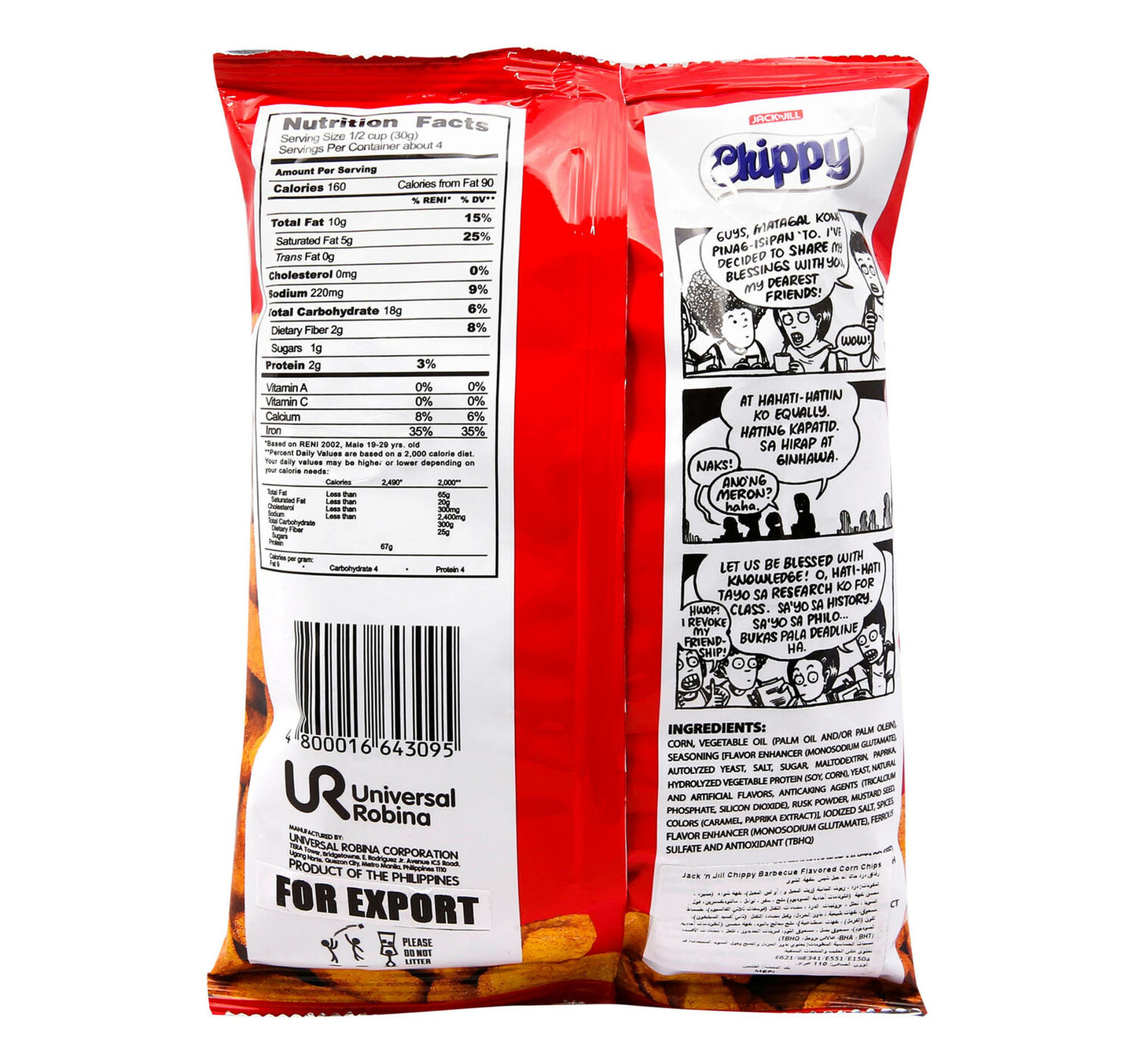 Jack 'n Jill Chippy Barbecue Flavored Corn Chips 108 g