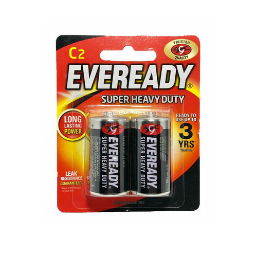Eveready Super Heavy Duty C Size(R14) Carbon Zinc Batteries 2pcs