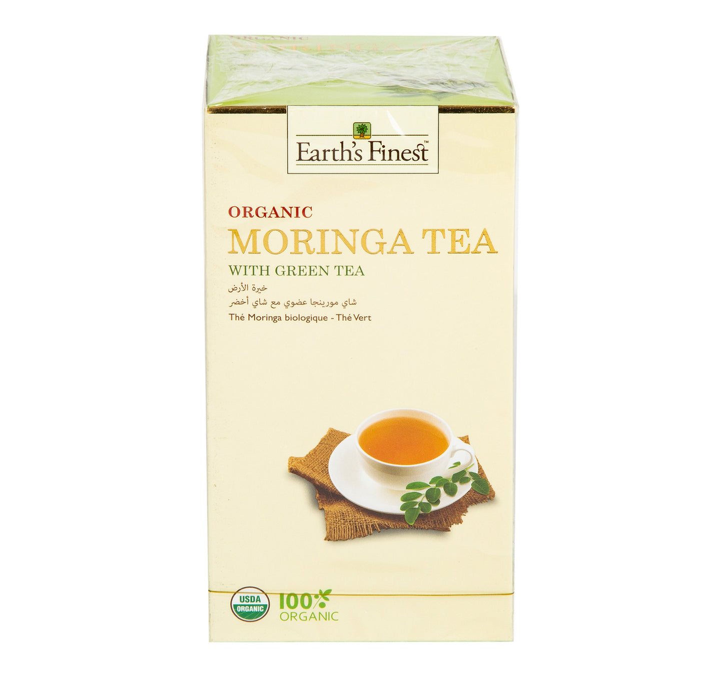 Earth's Finest Organic Moringa Tea with Green Tea 25 Teabags