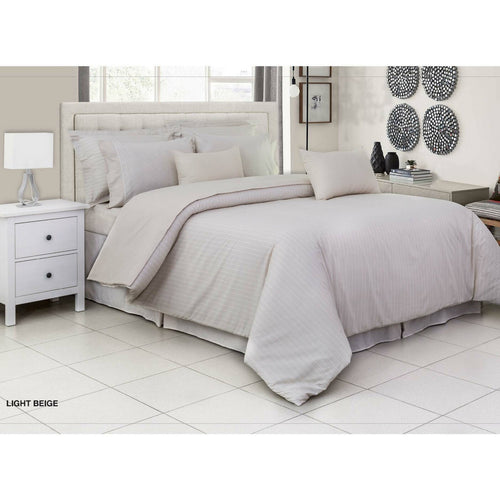 Cannon Solid Striped Collection 100% Cotton Bedsheet 259x274cm 144 Thread Count Light Beige