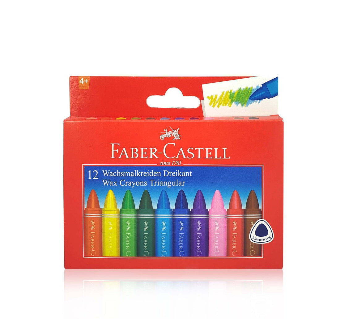 Faber-Castell Triangular Wax Crayons 12 Pieces