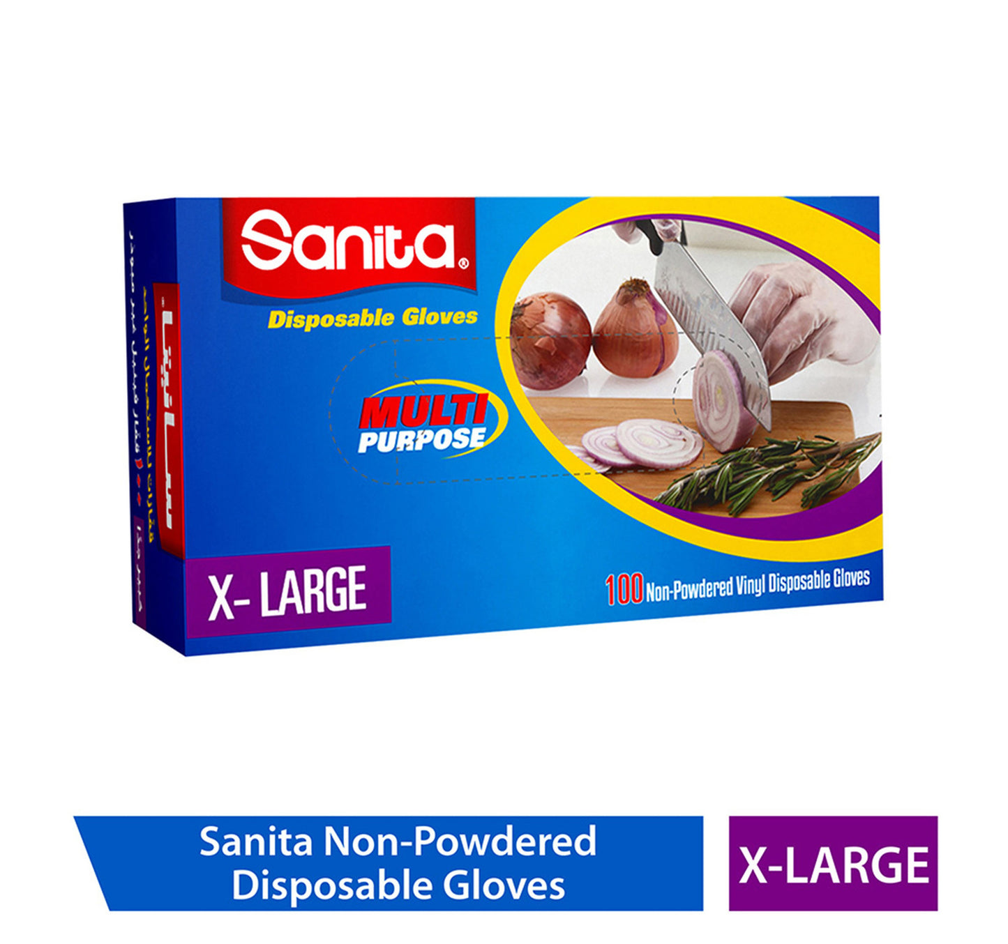 Sanita Multi Purpose Non-Powdered Vinyl Disposable Bags X-Large 100 pcs