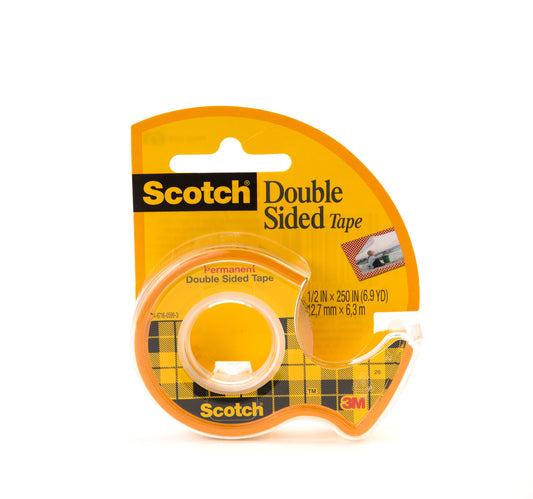 3M Scotch Double Sided Tape with Plastic Dispenser 1/2inch x 250inch 1Pc