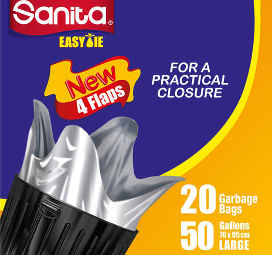 Sanita Easy Tie Oxo-Biodegradable Garbage Bags 50 Gallons Size 95 x 76cm 20 pcs