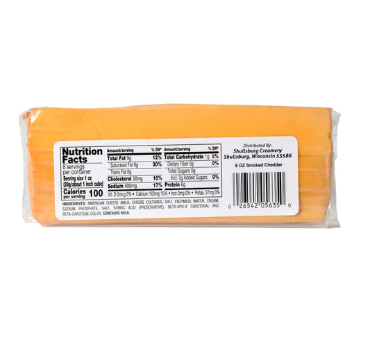 Shullsburg Creamy Natural Hickory Smoked Cheddar Retail Cheese 227 g