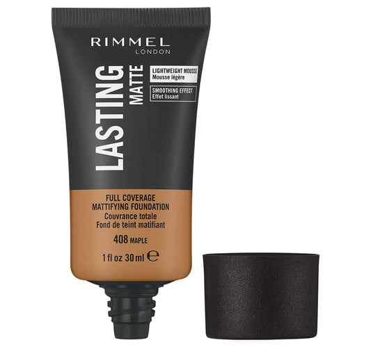 Rimmel London Lasting Finish Matte Foundation, 408 Maple, 30 ml