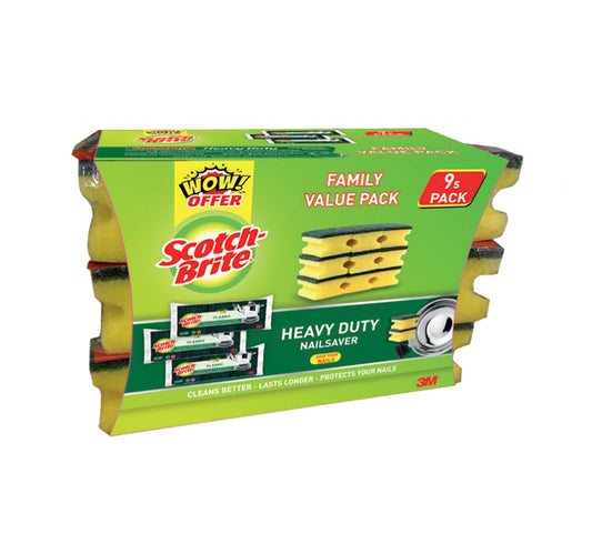 Scotch Brite Heavy Duty Nail Saver Sponge Value Pack 9 pcs