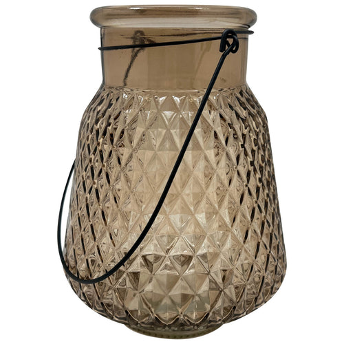 Maple Leaf Vivi Glass Lantern 20cm Brown