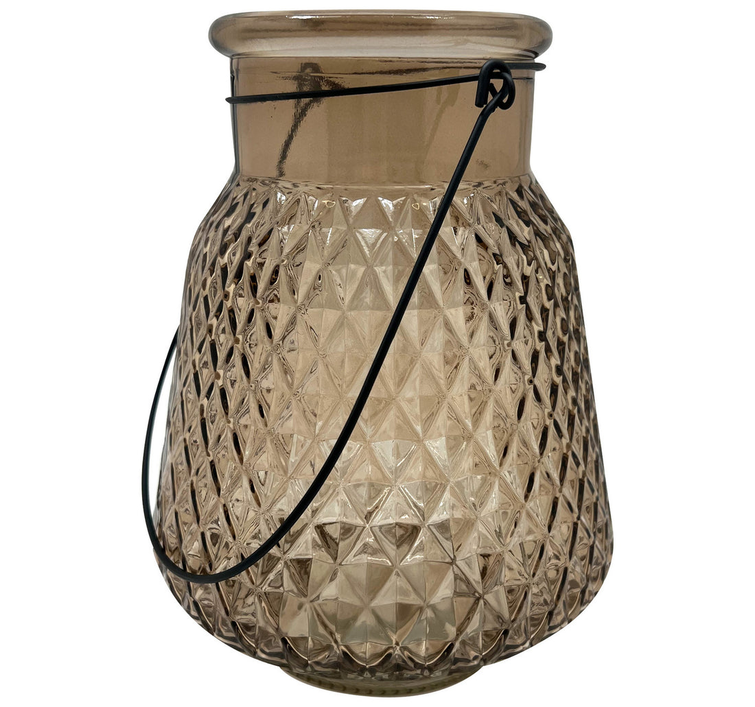 Maple Leaf Vivi Glass Lantern 20cm Brown