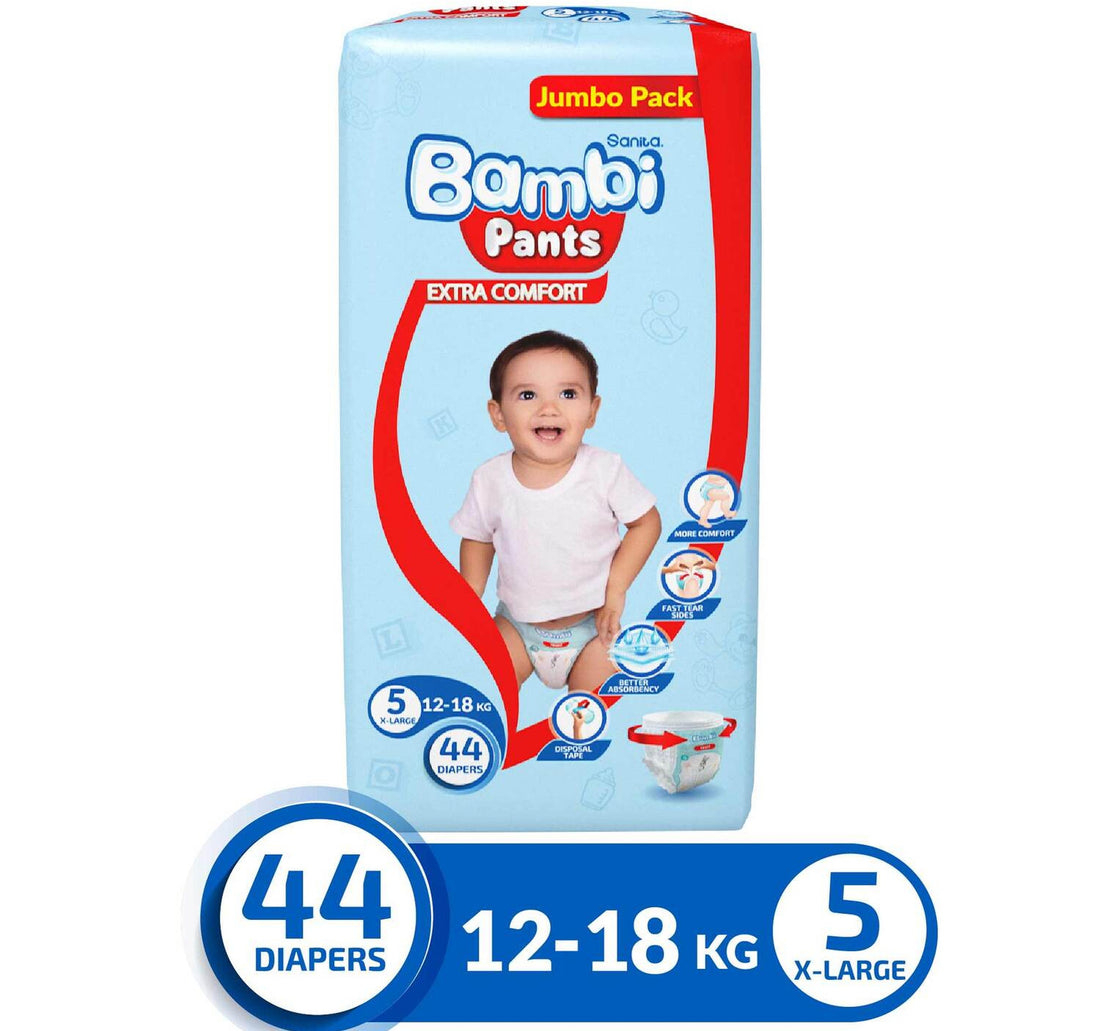 Sanita Bambi Baby Diaper Pants Size 5 Extra Large 12-18 kg 44 pcs