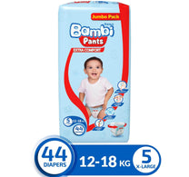 Sanita Bambi Baby Diaper Pants Size 5 Extra Large 12-18 kg 44 pcs