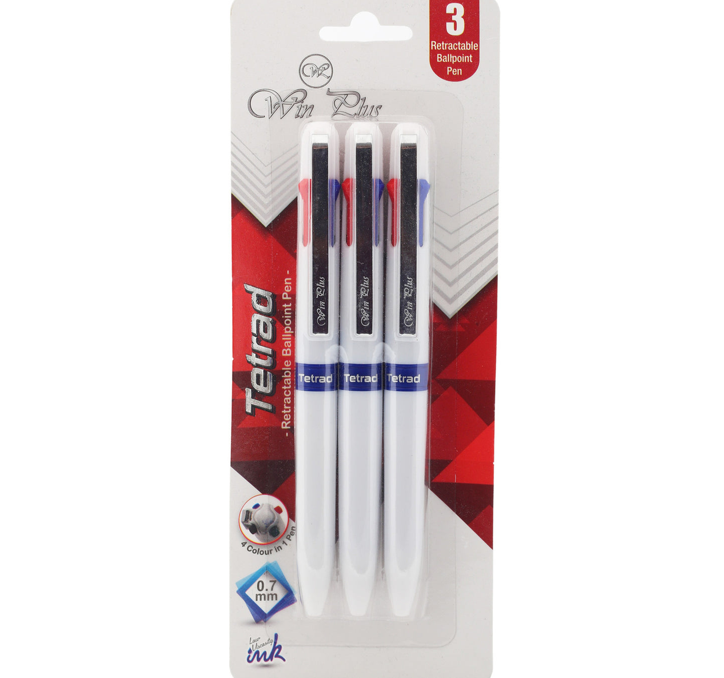 Win Plus Pen 4 Color Tetrad 0.7mm 3pcs