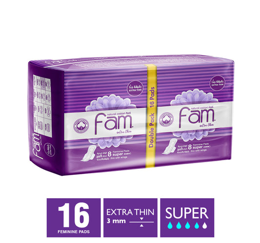 فوط فام ماكسي رفيعة جدًا عبوة اقتصادية، 2 × 8 قطع