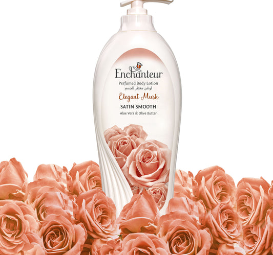 لوشن إنشانتور ساتين سموث الأنيق برائحة المسك مع الصبار وزبدة الزيتون 500 مل