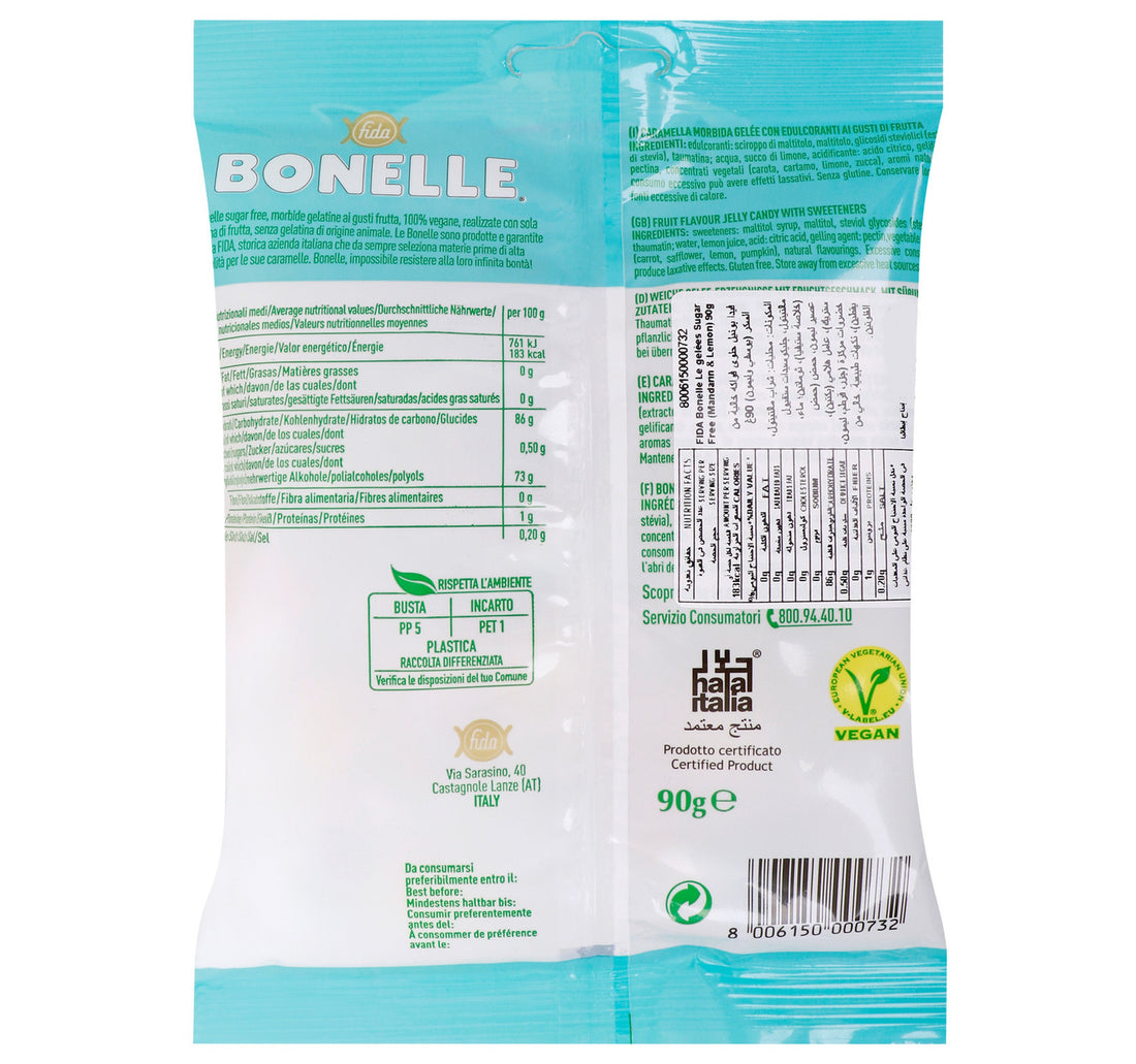Bonelle Sugar Free Fruit Flavored Lemon and Mandarina Jelly Candies 90 g