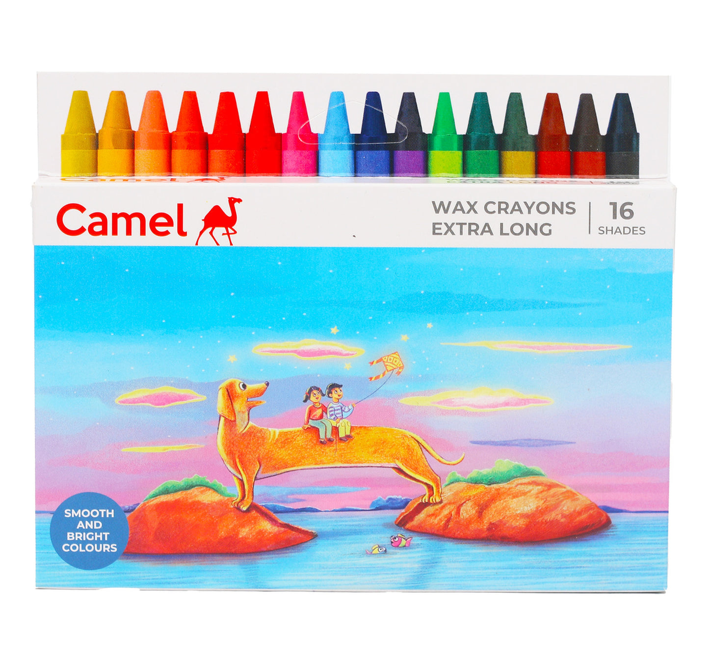 أقلام شمع كاميل طويلة جدًا، 16 لونًا