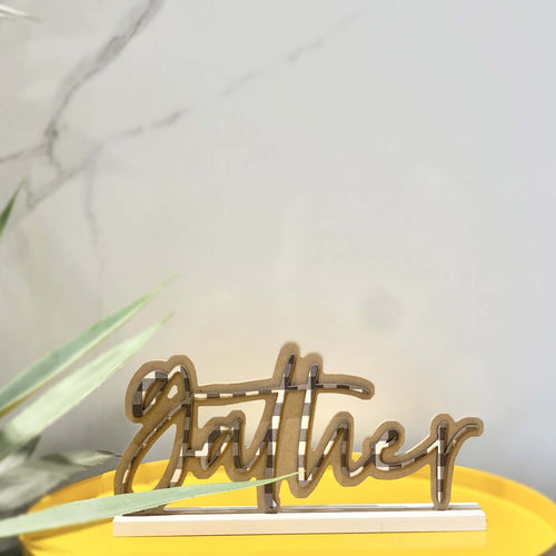 Maple Leaf Gather Sign Wooden Cutout Word Art Tabletop Decor, 30 x 4 x 16 cm