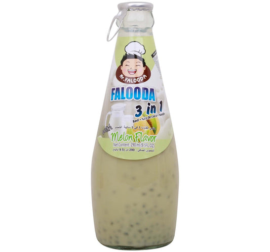 Mr.Falooda 3 in 1 Basil + Nata De Coco + Noodle with Melon Flavor 290 ml