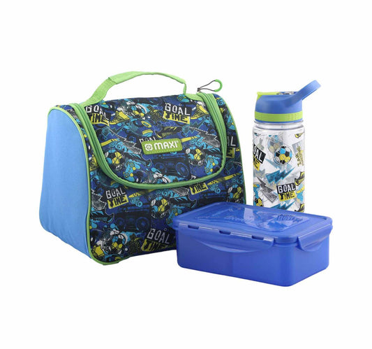 Maxi Lunch hBag+Lunch Box+Water Bottle Set-Blue
