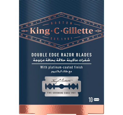 King C. Gillette Men's Double Edge Safety Razor Blades Stainless Steel Platinum Coated 10pcs