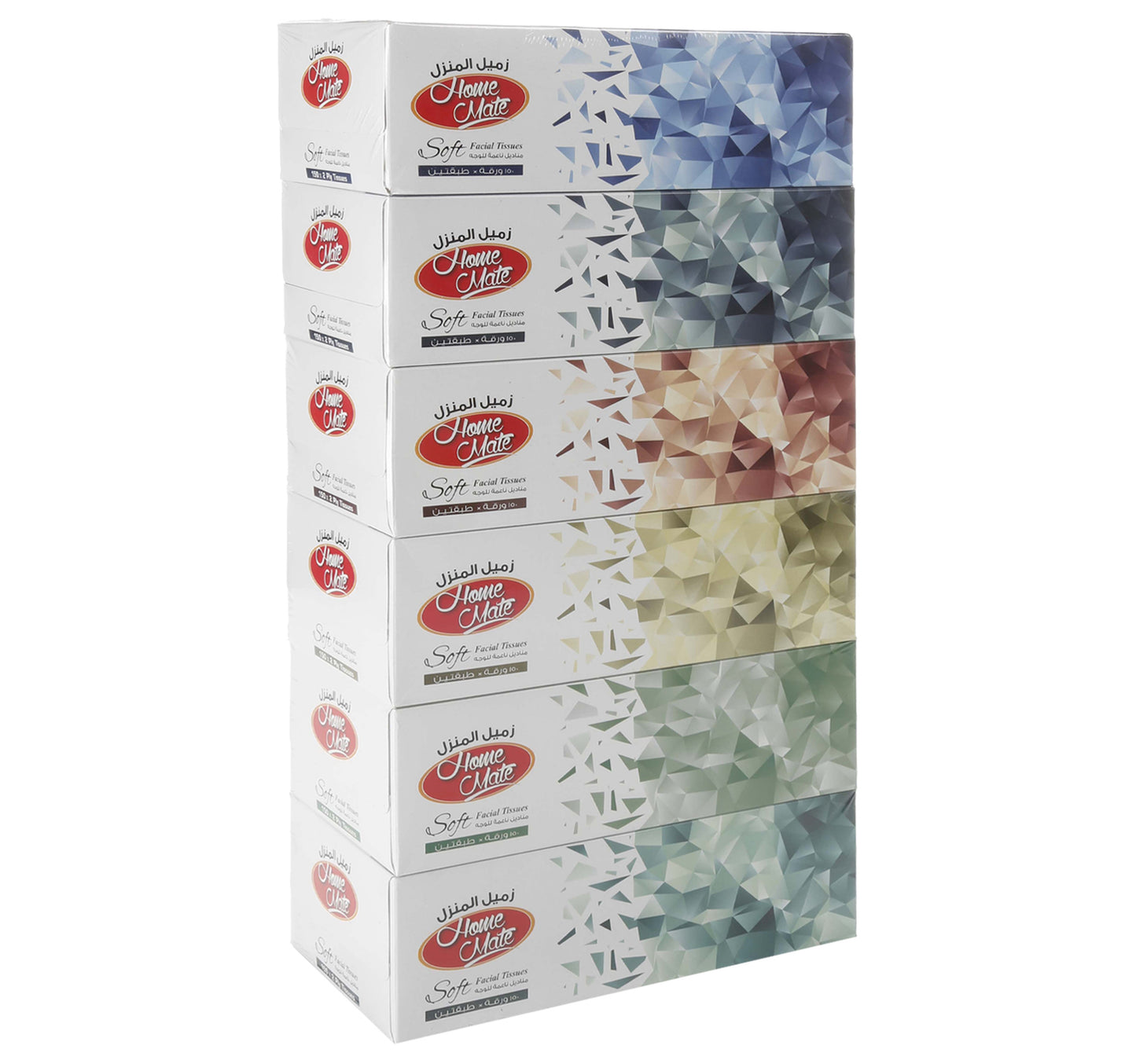 Home Mate Soft Facial Tissue Box 2ply Value Pack 6 x 150 Sheets