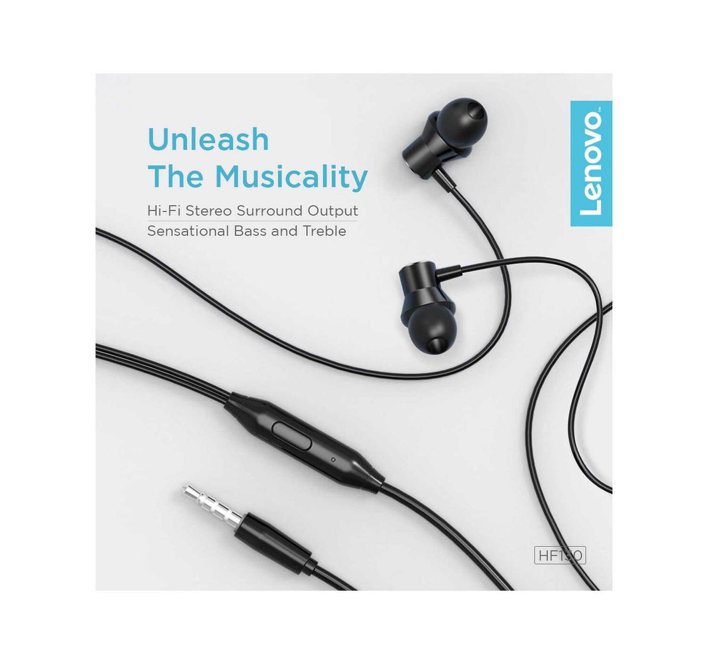 Lenovo In-Ear Metal Stereo Earphone HF130 Black