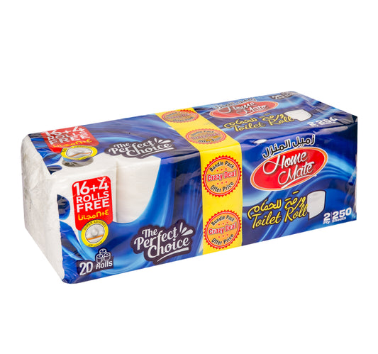 Home Mate Toilet Roll 2ply Value Pack 20 x 250 Sheets