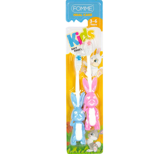 فرشاة أسنان فوم للعناية بالفم للأطفال من عمر 3 إلى 6 سنوات، قطعتين