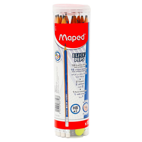 Maped HB Pencil 18 pcs + 2 Eraser + 1 Sharpener MD-983716