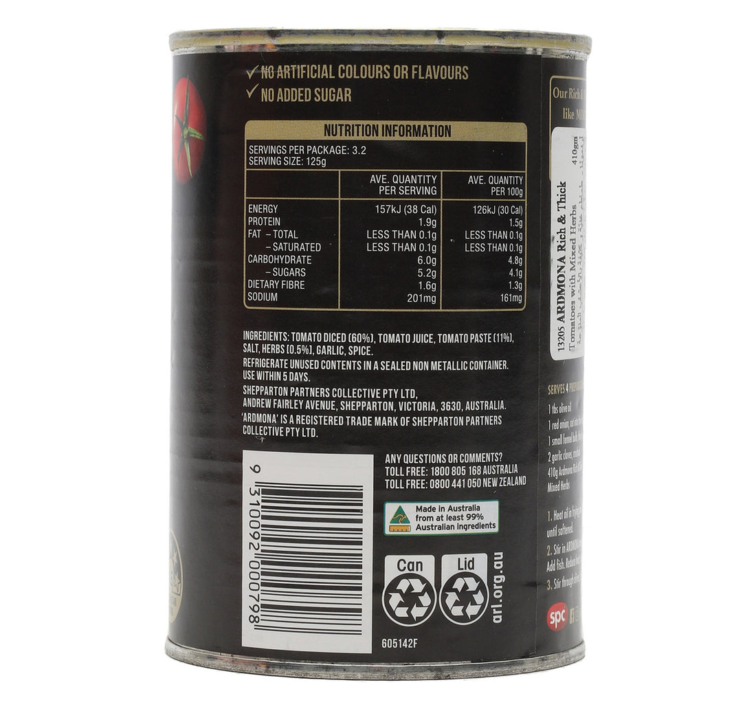 Ardmona Tomatoes With Mixed Herbs Rich & Thick 410 g