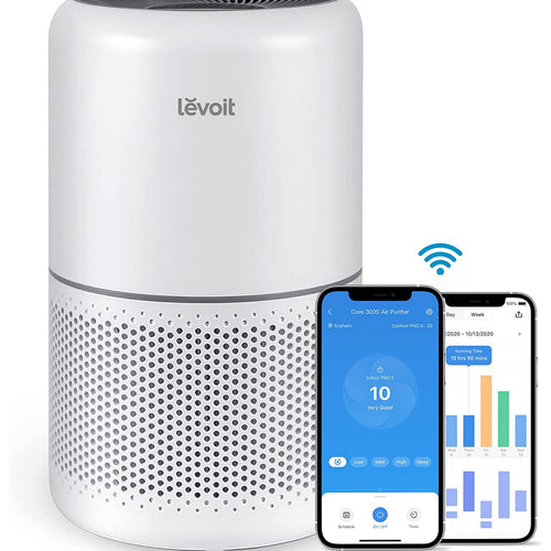 جهاز تنقية الهواء الذكي Levoit، تغطية الغرفة 50 مترًا مربعًا، أبيض، Core 300S