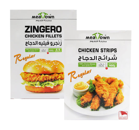Meat Town Zinger Chicken Fillet 500 g + Chicken Strips 400 g
