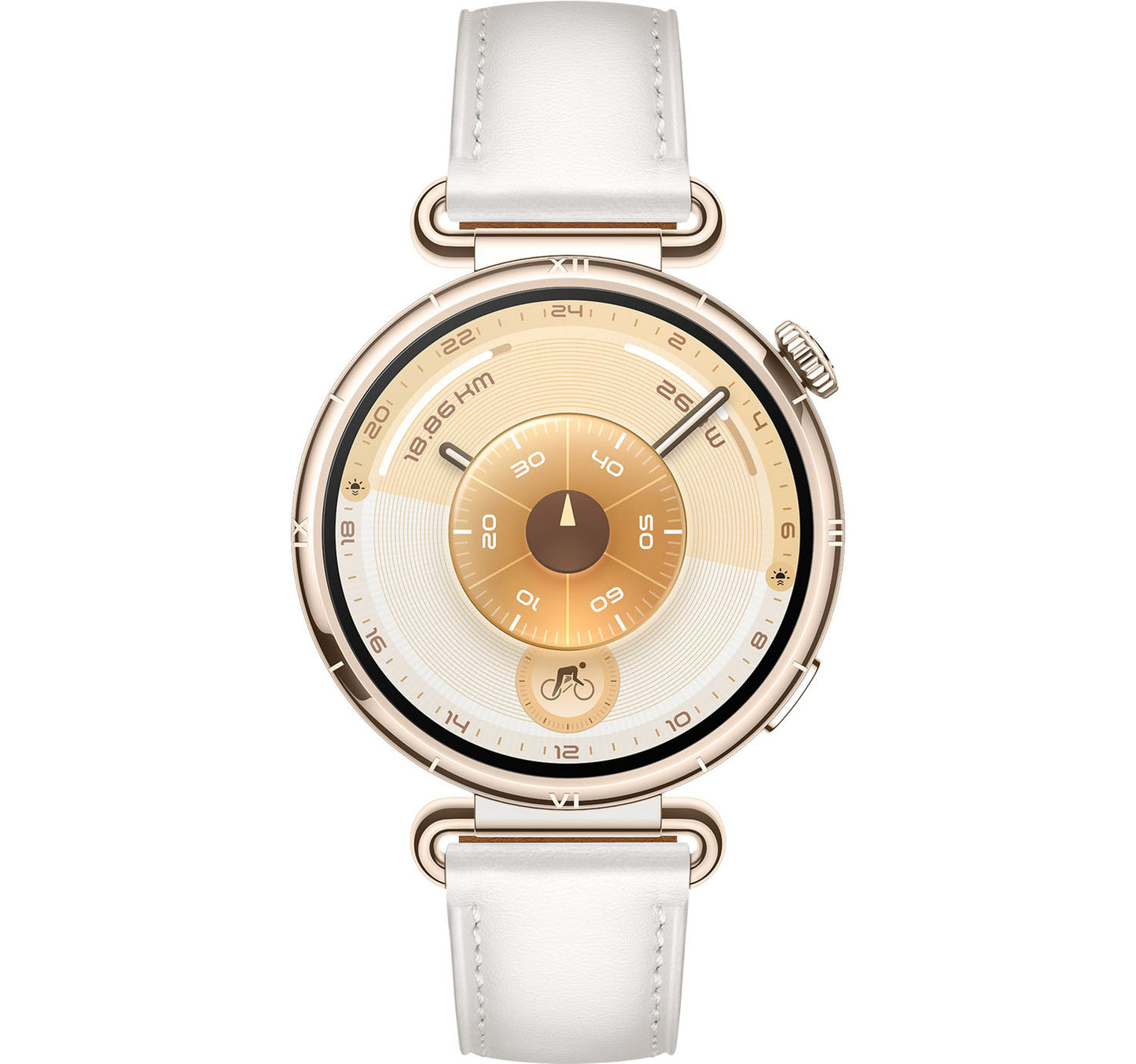 Huawei GT6 Konsu GPS + Wifi Smartwatch, 41 mm Stainless Steel Case with White Composite Leather Strap, KSU-B19