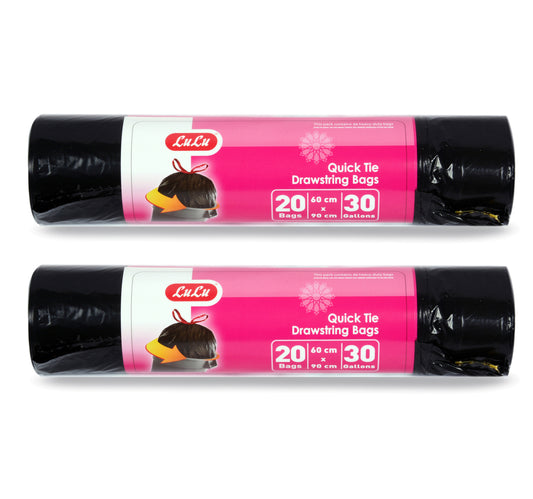LuLu Quick Tie Drawstring Garbage Bags Size 60cm x 90cm 20pcs