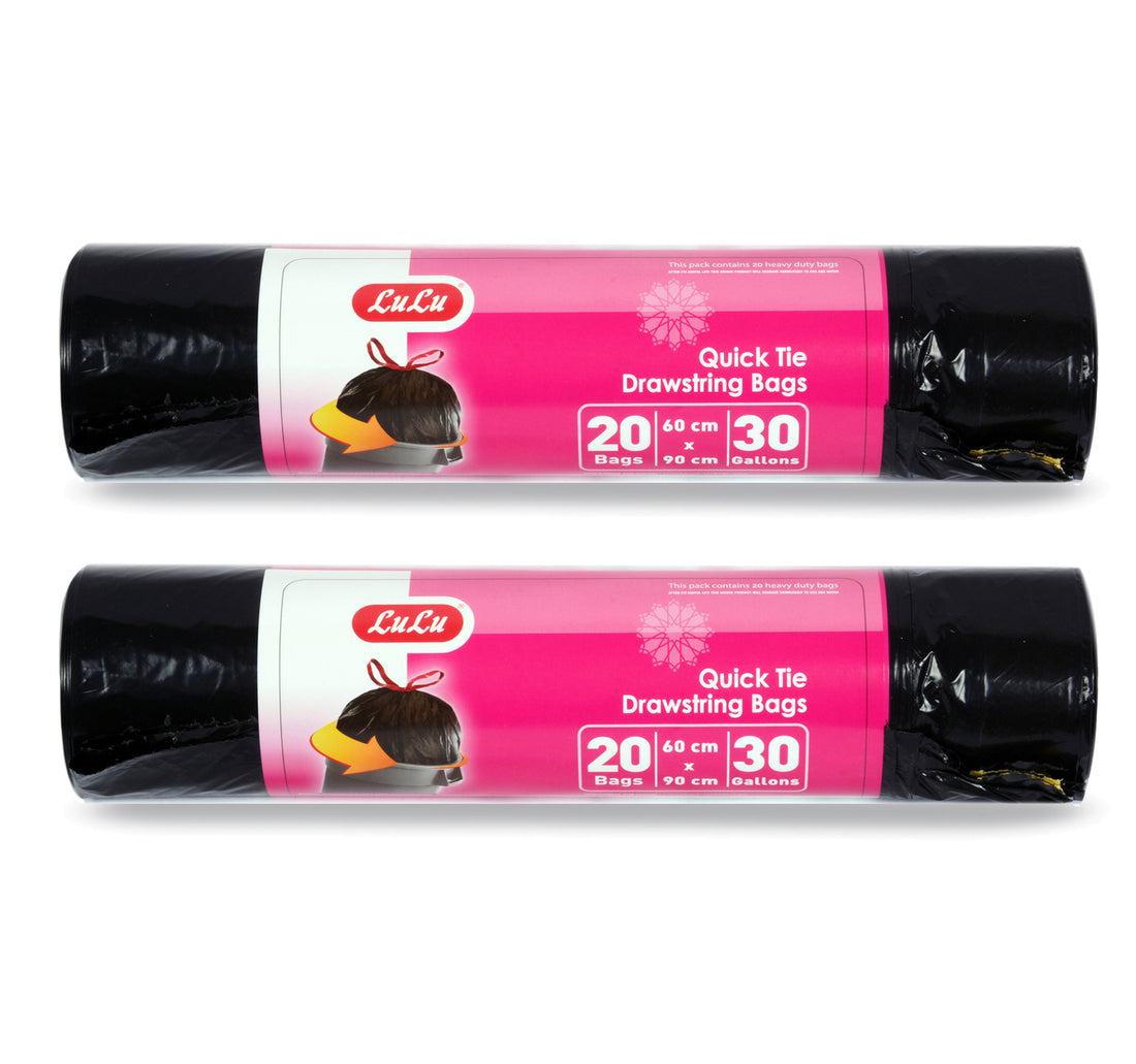 LuLu Quick Tie Drawstring Garbage Bags Size 60cm x 90cm 20pcs