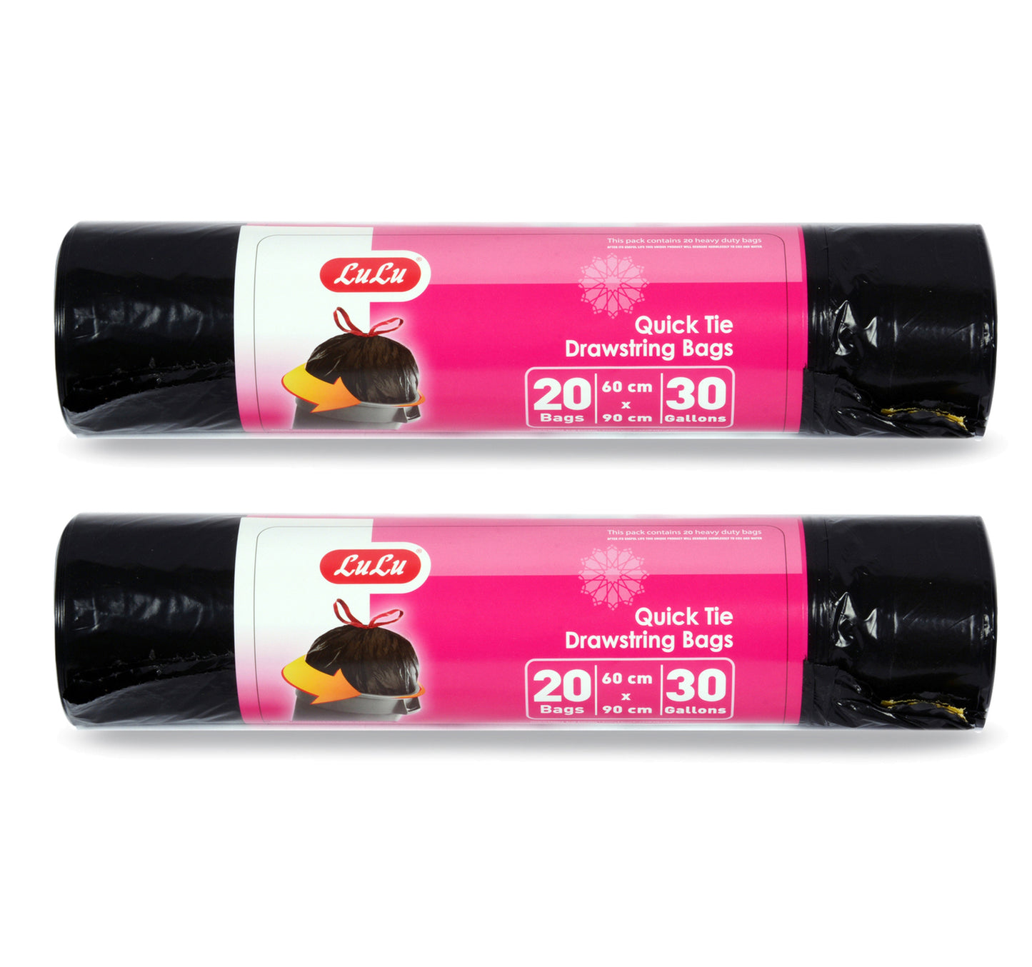 LuLu Quick Tie Drawstring Garbage Bags Size 60cm x 90cm 20pcs