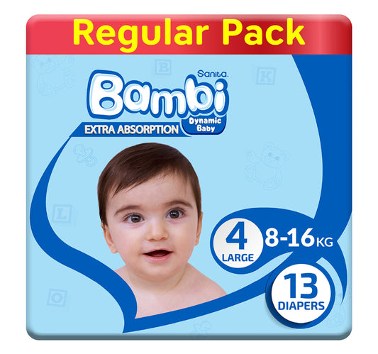 Sanita Bambi Baby Diaper Regular Pack Size 4 Large 8-16 kg 13 pcs