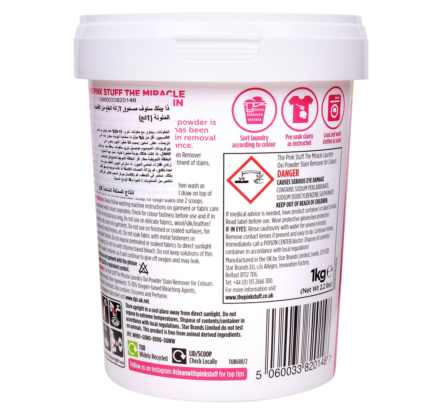 Star Drops Pink Stuff Colours Miracle Laundry Oxi Powder Stain Remover 1 kg
