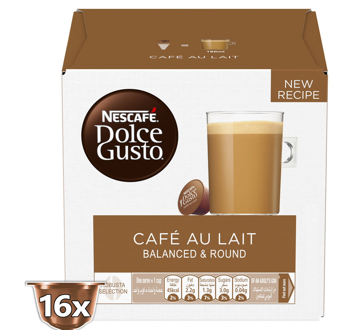 Nescafe Dolce Gusto Cafe Au Lait Capsules 16 pcs