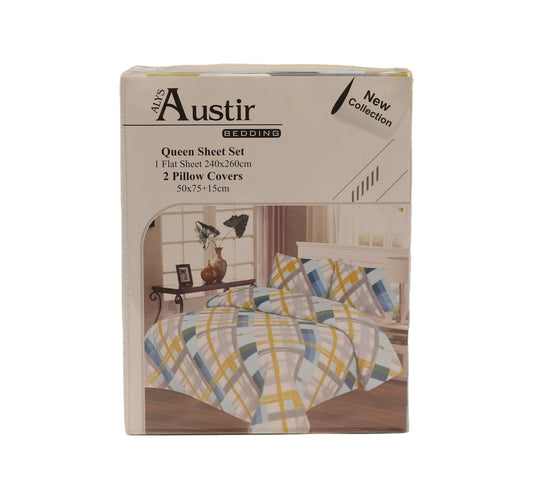 Austir Bed Sheet Queen 3pcs 22-01 Assorted Colours & Designs