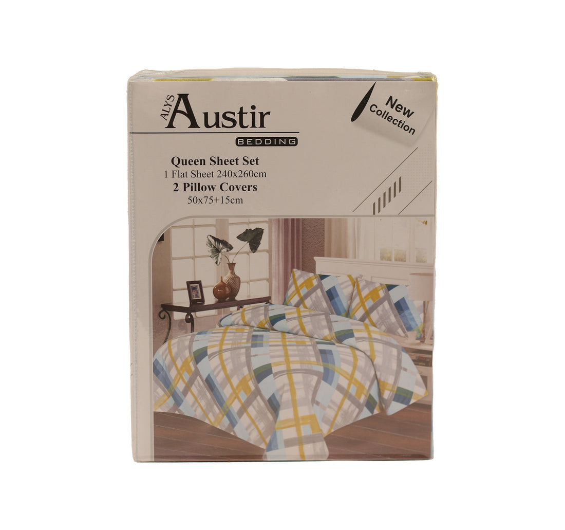 Austir Bed Sheet Queen 3pcs 22-01 Assorted Colours & Designs