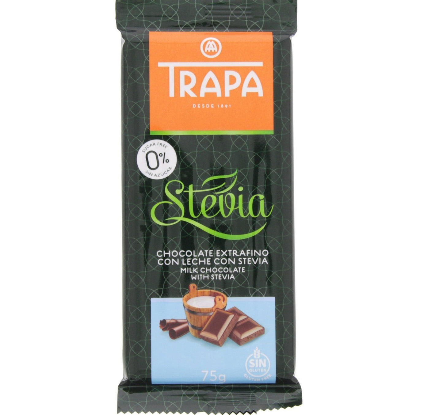 ترابا ستيفيا لوح شوكولاتة الحليب 75 جم