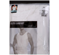 Elite Comfort Cotton Men's Rib Vest, 2XL, 3 pcs, White, ELXRVW