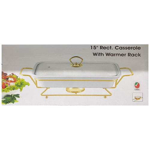 Chefline Rectangle Casserole with Warmer Rack, 15 inches, 3072