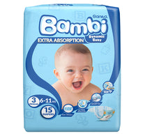 Sanita Bambi Baby Diaper Regular Pack Size 3 Medium 6-11 kg 15 pcs