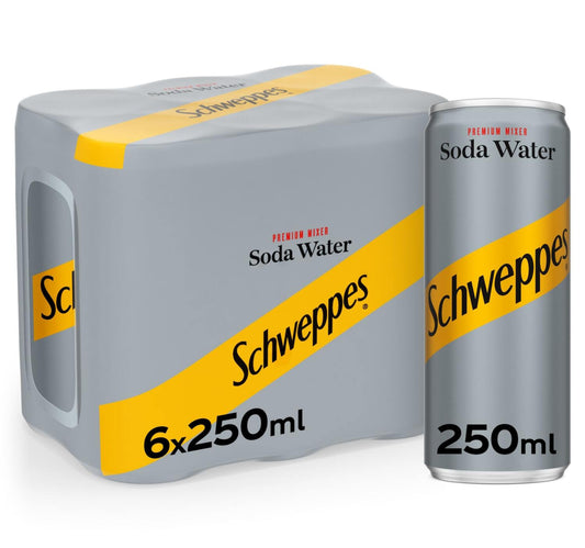 Schweppes Premium Mixer Soda Water 6 x 250 ml