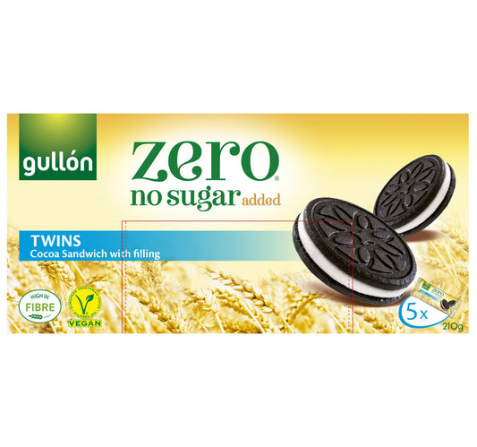 Gullon Twins Cocoa Sandwich No Sugar Added 210 g