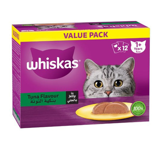 Whiskas Tuna Flavour In Jelly Cat Food For 1+ Years Value Pack 12 x 80 g
